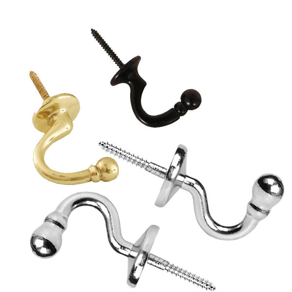 Curtain Tie Backs, Ball End Style Holder Screw In Traditional - Chromed - Best Deals 786 UK