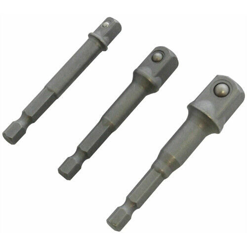 3pc Extra Long Socket Adaptor Drill Attachment Nut Driver Extension Mini Bar Set - Best Deals 786 UK