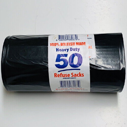 HEAVY DUTY BLACK REFUSE SACKS STRONG THICK RUBBISH BAGS BIN LINERS UK MADE - Best Deals 786 UK