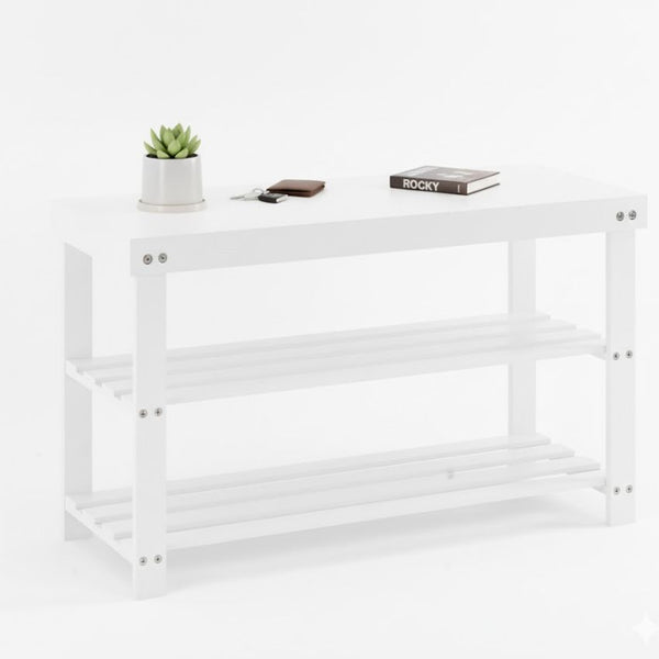 3-Tier Bamboo Shoe Bench Rack – Entryway Shoe Organizer & Storage Shelf