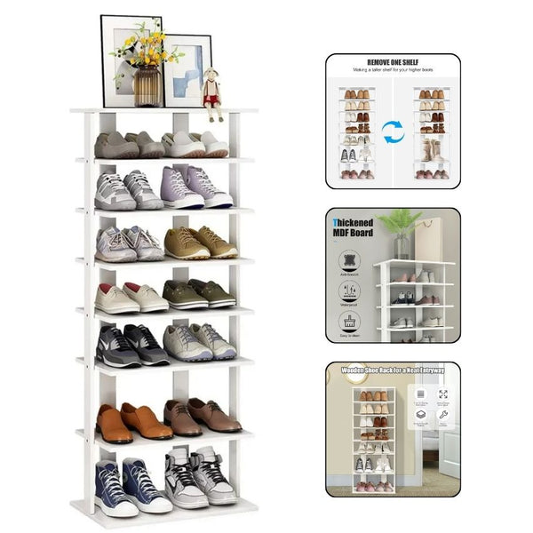 Shoe Rack Wooden Freestanding – Hallway Storage Shelf & Organizer Stand White