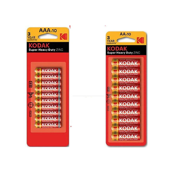 KODAK SUPER HEAVY DUTY ZINC DOUBLE A - AAA - BATTERIES X 10 - NEW - Best Deals 786 UK