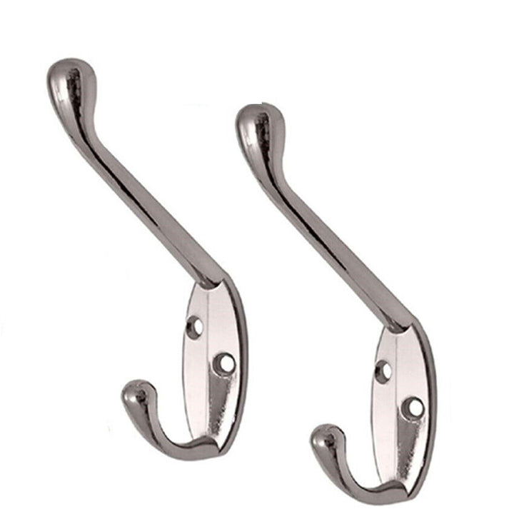 Polished Chrome Metal Double Hat & Coat Hooks, Door ,Wall Robe Dress Hanger. - Best Deals 786 UK