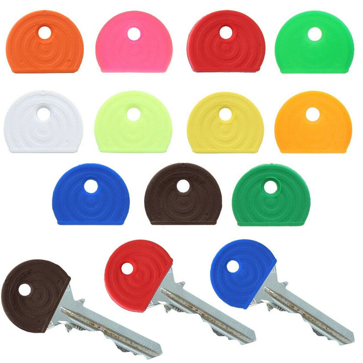 COLOURED KEY CAPS Keyring Top Toppers ID Marker Door Safe Lock Colour Coded - Best Deals 786 UK