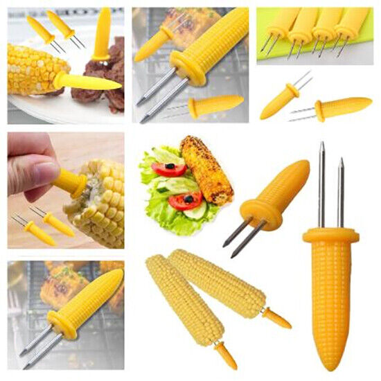 STAINLESS STEEL PINS CORN ON THE COB HOLDERS BBQ PRONGS SKEWERS FORKS PARTY - Best Deals 786 UK