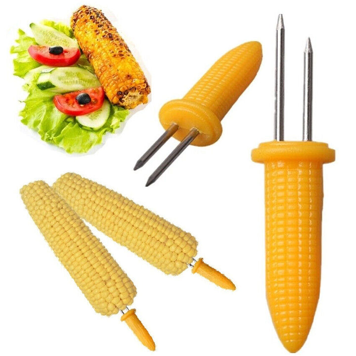 STAINLESS STEEL PINS CORN ON THE COB HOLDERS BBQ PRONGS SKEWERS FORKS PARTY - Best Deals 786 UK