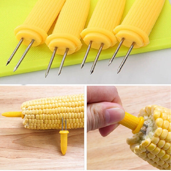 STAINLESS STEEL PINS CORN ON THE COB HOLDERS BBQ PRONGS SKEWERS FORKS PARTY - Best Deals 786 UK