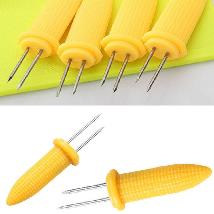 STAINLESS STEEL PINS CORN ON THE COB HOLDERS BBQ PRONGS SKEWERS FORKS PARTY - Best Deals 786 UK