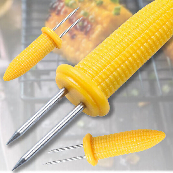 STAINLESS STEEL PINS CORN ON THE COB HOLDERS BBQ PRONGS SKEWERS FORKS PARTY - Best Deals 786 UK