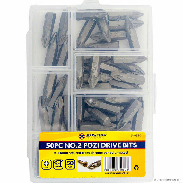 50pc POZI No.2 Screwdriver Drive Bits Set Tool Pz2 Screwdriver Bits. - Best Deals 786 UK