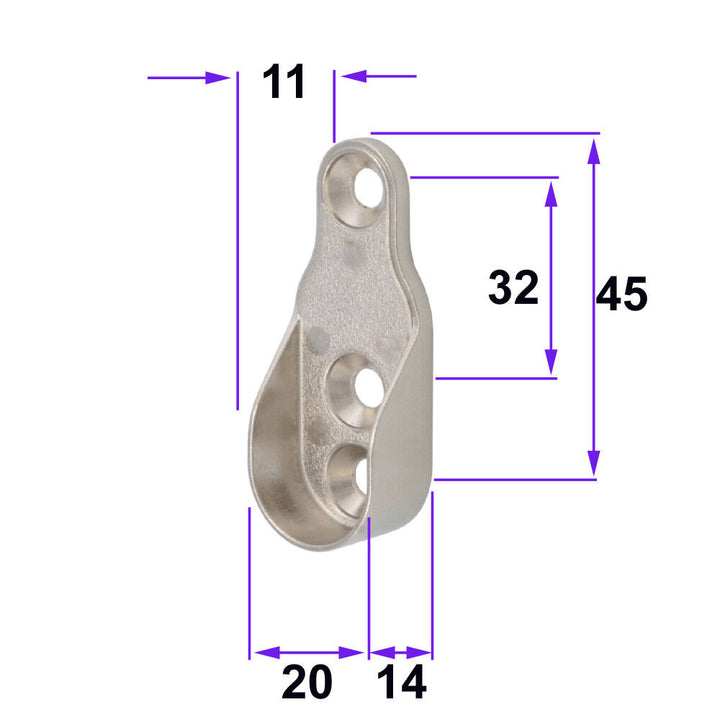 CHROME METAL WARDROBE SOCKETS Strong Replacement End Supports Rail Brackets Oval - Best Deals 786 UK