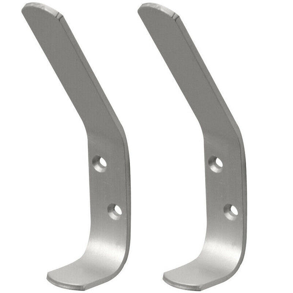 Double HAT & COAT HOOKS Satin Aluminium Dress Robe Garment Peg Door Hanger. - Best Deals 786 UK