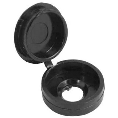 Black Plastic Hinged Screw Covers with Snap on Cap for Wood Screws Cover Caps - Best Deals 786 UK