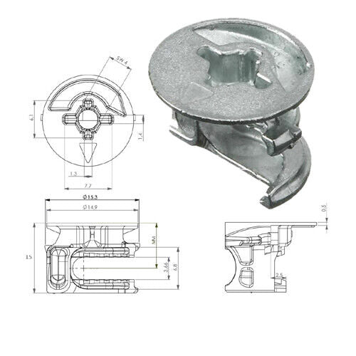 CAM FIXING FOR FLAT PACK FURNITURE FITTING CAM Lock 15mm / Dowel 38mm - Best Deals 786 UK