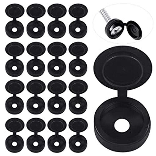 Black Plastic Hinged Screw Covers with Snap on Cap for Wood Screws Cover Caps - Best Deals 786 UK