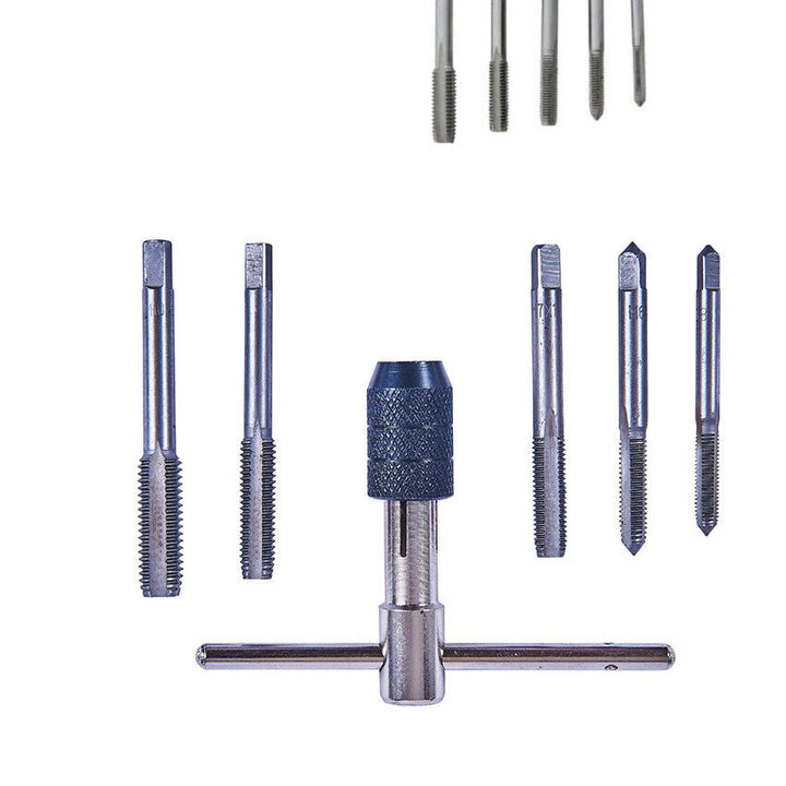 6pcs Hand Tap Set Screw Thread Taps T-Wrench Reamer M6-M12 Twist Drill Bit. - Best Deals 786 UK