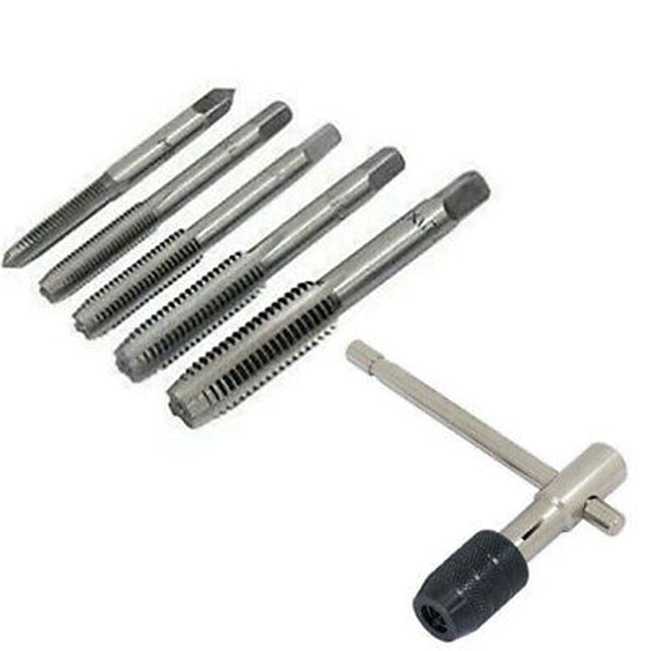 6pcs Hand Tap Set Screw Thread Taps T-Wrench Reamer M6-M12 Twist Drill Bit. - Best Deals 786 UK